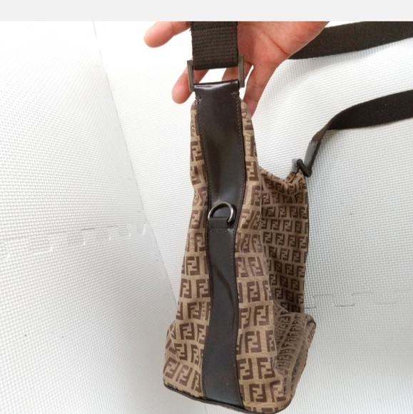 FENDI One Shoulder Tote Bag Zucchino Canvas Leather Used Authentic - Picture 9 of 15